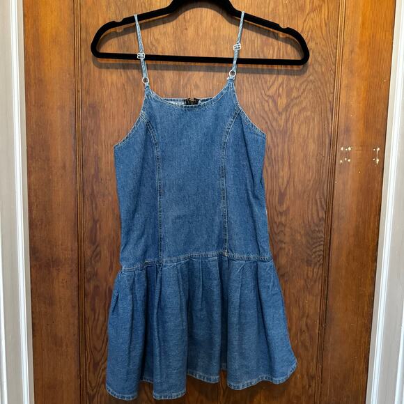 Vintage California Bebe Blond‎ Girl’s Denim Dress 12 Kids Jean Ruffle 80s Kids - Picture 2 of 7